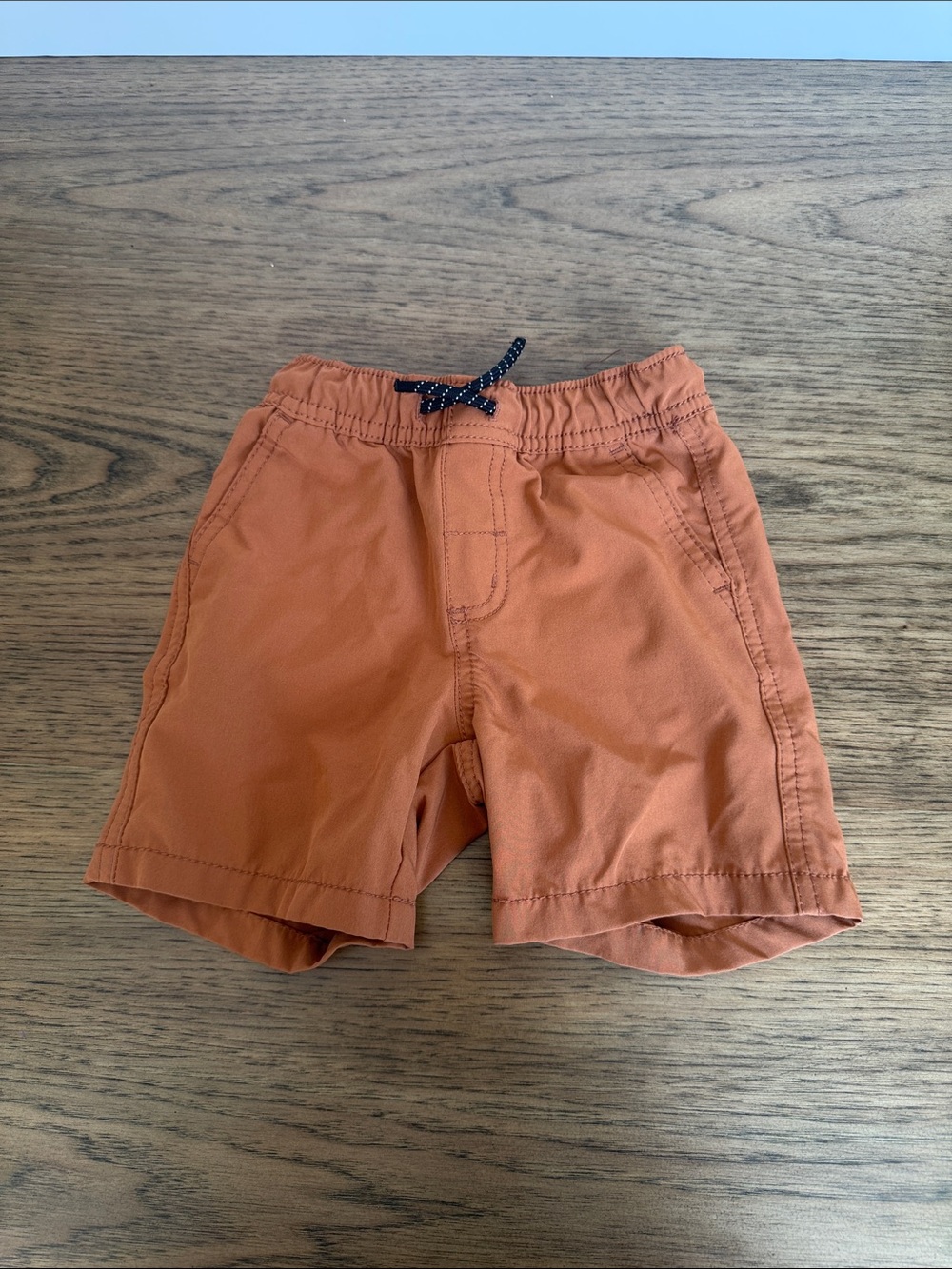 Kids Rust Orange Casual Elastic-Waist Shorts